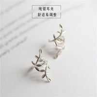 Small Leaf Ear Clip Plated 925 Sterling Silver Female Personality No Pierced Olive Branch Ear Clip Ear Bone Clip Ear Studs main image 1
