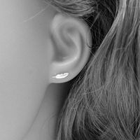 Mini Aretes De Plumas Verde Oro Plata Plata Rose Leaf Ear Studs main image 6