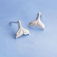 Simple Mermaid Stud Earrings Gold-plated Silver Fishtail Ear Studs main image 6
