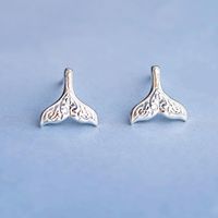 Simple Mermaid Stud Earrings Gold-plated Silver Fishtail Ear Studs main image 5