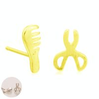 Simple Asymmetric Comb Scissors Stud Earrings main image 6