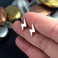 Beliebte Hand Gefertigte Gebürsterte Blitz Ohrringe In Europa Und Amerika main image 5