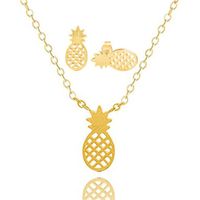 Necklace Hot Fruit Pineapple Pendant Necklace Earring Set Hollow Pineapple Earrings main image 4