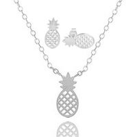 Necklace Hot Fruit Pineapple Pendant Necklace Earring Set Hollow Pineapple Earrings main image 5