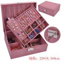 Flannel Double-layer Small Rectangular Box Chinese New Style Jewelry Storage sku image 3