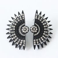 Vintage Fan-shaped Diamond Stud Earrings Exaggerated Earrings Sunflower Sunflower Earrings sku image 1