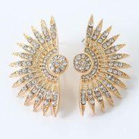 Vintage Fan-shaped Diamond Stud Earrings Exaggerated Earrings Sunflower Sunflower Earrings sku image 3