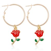 Rose Flower Hoop Earrings sku image 1