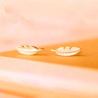 Mini Feather Stud Earrings Green Gold Silver Rose Leaf Ear Studs sku image 3