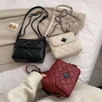 Ins Small Bag Female 2019 New Fashion Western Style Messenger Bag Korean Version Of The Red Texture Rhombus Chain Bag main image 5