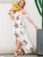 Sexy Printed Shoulder Chiffon Dress Overall Fashion Women's Clothes main image 1