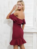 Sexy Rose Robe À Épaules Dénudées Salopette Mode Vêtements Pour Femmes Nhde189491 main image 3