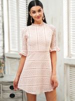 Süße Dame Mid-hülse Rosa Kleid Großhandel Mode Frauen Kleidung main image 6