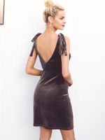 Sexy Cord V-ausschnitt Ärmellose Enge Kleid Großhandel Mode Frauen Kleidung main image 4
