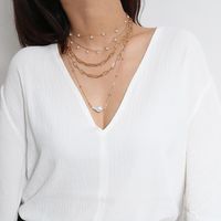 Jewelry Shaped Imitation Pearl Chain Necklace Bead Tassel Multilayer Geometric Necklace main image 3