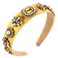 Fashion Headband Colorful Fabric Baroque Bead Headband With Glass Diamond Headdress main image 4