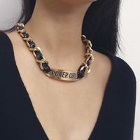 Accesorios Collar De Aleación Vintage Mujer Pu Cadena Geométrica Alfabeto Cuadrado Tarjeta Collar sku image 1