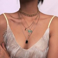 Jewelry Stacking Multi-layered Item Decorated Female Creative Three-dimensional Butterfly Coconut Tassels Necklace sku image 1