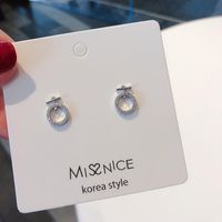 925 Silver Mini Simple Micro Inlaid Zircon Ring Earrings Sweet Fashion Geometric Stud Earrings sku image 2