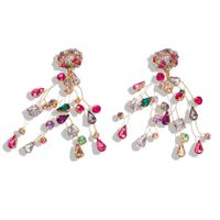 Za Même Style Alliage Diamant Pierres Précieuses Boucles D'oreilles De Mode À Cordes Perles Arc Gouttes Pour Les Oreilles Coloré Strass Boucles D'oreilles main image 6