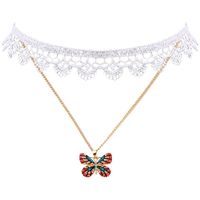 Butterfly Pendant Necklace Female Fashion Lace Sexy Choker Clavicle Chain Neck Chain main image 3