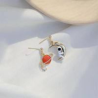 Japan Und Südkorea Spaß Design Planet Astronaut Ohrringe S925 Silbern Adel Tropföl Bemalte Weibliche Nischen Netz Rote Ohrringe main image 3