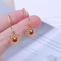 Fashionable Detachable Cute Smiley Sun Flower Earrings With Micro Diamonds Simple Bai Ear Ornaments main image 3