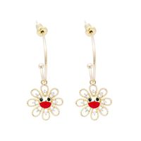 Fashionable Detachable Cute Smiley Sun Flower Earrings With Micro Diamonds Simple Bai Ear Ornaments main image 6
