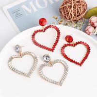 Fashion Heart Diamond Alloy Acrylic Earrings Ear Studs main image 3