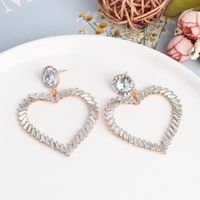 Fashion Heart Diamond Alloy Acrylic Earrings Ear Studs main image 4