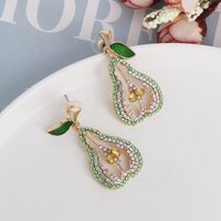 New Fashion Personality Earrings Temperament Full Diamond Fruit Pear Earrings main image 1
