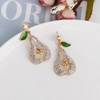 New Fashion Personality Earrings Temperament Full Diamond Fruit Pear Earrings main image 3