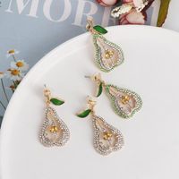 New Fashion Personality Earrings Temperament Full Diamond Fruit Pear Earrings main image 4
