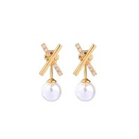 New Simple Earrings Fashion Small Geometric Letter Earrings Wild Pearl Earrings sku image 3