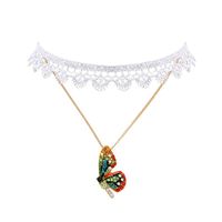 Butterfly Pendant Necklace Female Fashion Lace Sexy Choker Clavicle Chain Neck Chain sku image 1