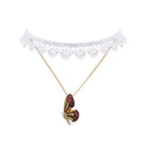 Butterfly Pendant Necklace Female Fashion Lace Sexy Choker Clavicle Chain Neck Chain sku image 2