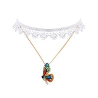 Butterfly Pendant Necklace Female Fashion Lace Sexy Choker Clavicle Chain Neck Chain sku image 3