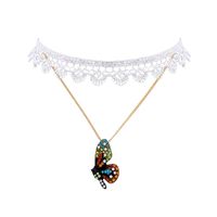 Butterfly Pendant Necklace Female Fashion Lace Sexy Choker Clavicle Chain Neck Chain sku image 4