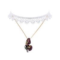 Butterfly Pendant Necklace Female Fashion Lace Sexy Choker Clavicle Chain Neck Chain sku image 5