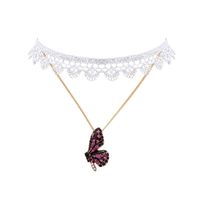 Butterfly Pendant Necklace Female Fashion Lace Sexy Choker Clavicle Chain Neck Chain sku image 6