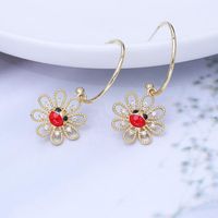 Fashionable Detachable Cute Smiley Sun Flower Earrings With Micro Diamonds Simple Bai Ear Ornaments sku image 1