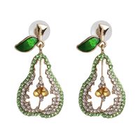 New Fashion Personality Earrings Temperament Full Diamond Fruit Pear Earrings sku image 1