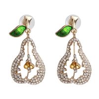 New Fashion Personality Earrings Temperament Full Diamond Fruit Pear Earrings sku image 2
