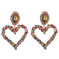 European And American Hot-selling Heart-shaped Alloy Inlaid With Diamonds Retro Temperament Exaggerated Earrings Female Korean Version Of The Super Flash Full Diamond Earrings main image 6