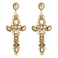 European And American Popular Hot Selling Ladies Earrings Temperament Alloy Hollow Cross With Rhinestones Long Autumn And Winter Net Red Earrings sku image 2