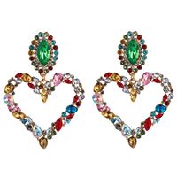 European And American Hot-selling Heart-shaped Alloy Inlaid With Diamonds Retro Temperament Exaggerated Earrings Female Korean Version Of The Super Flash Full Diamond Earrings sku image 5