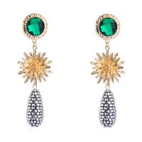 Za Exagéré Européen Et Américain Alliage Fleur Perle Incrustée De Strass Résine Boucles D'oreilles Longues Vintage Boucles D'oreilles À La Mode Boucles D'oreilles sku image 1