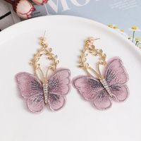 Fashion Pop Chiffon Lace Butterfly Diamond Earrings main image 5