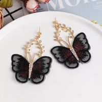 Fashion Pop Chiffon Lace Butterfly Diamond Earrings main image 3