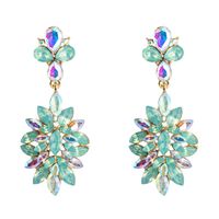 Européen Et Américain Ins Nouveau Boucles D'oreilles À La Mode Alliage En Forme De Fleur Super Brillant Coloré Strass Boucles D'oreilles Longues main image 6